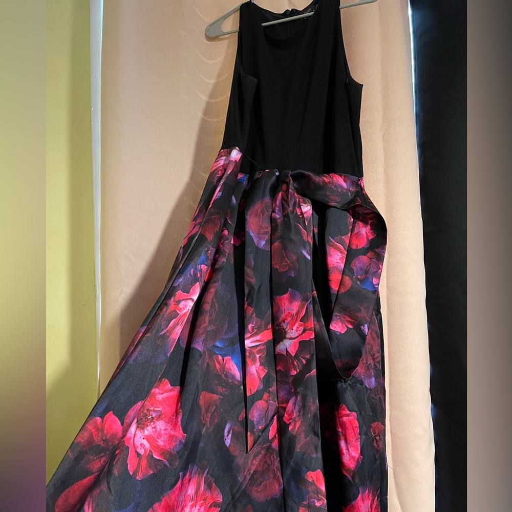 Black top with floral skirt